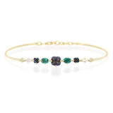 Spinel & Diamond Compass Bangle (blue & deep green) YG14K stackable design