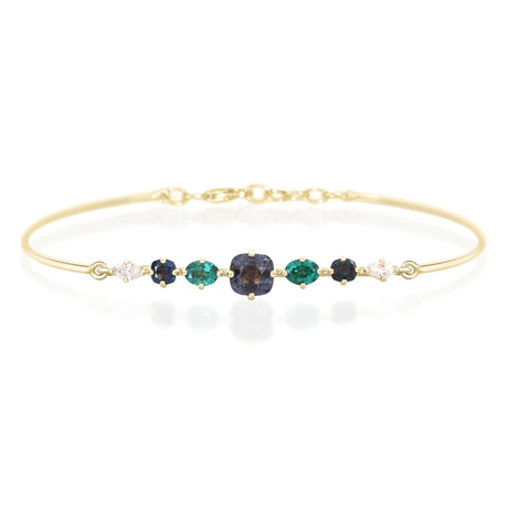 Spinel & Diamond Compass Bangle (blue & deep green) YG14K stackable design