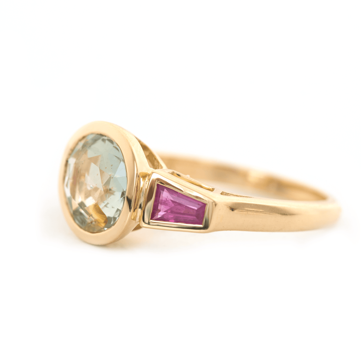 Unheated Green Sapphire & Ruby Triplet Ring