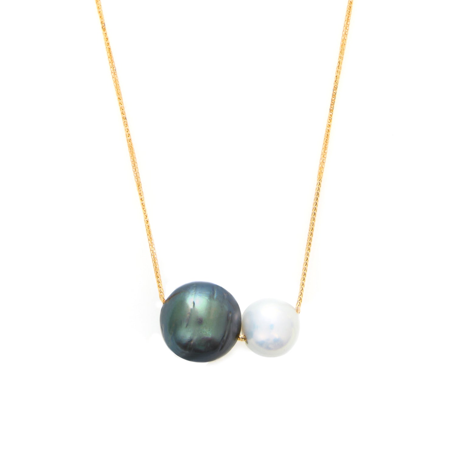 Tahitian & Akoya Pearl Necklace 18k gold handmade fine jewelry