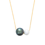 Tahitian & Akoya Pearl Necklace 18k gold handmade fine jewelry