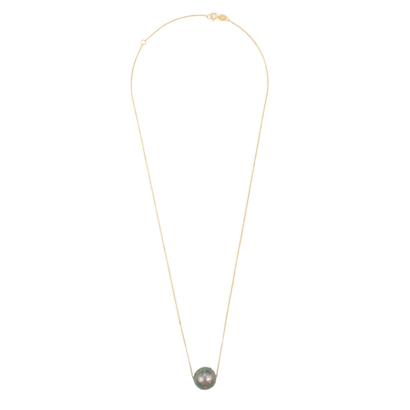 Tahitian Black Pearl & Diamond Constellation Necklace 18k gold handmade fine jewelry 2