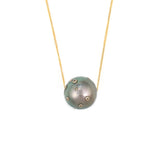 Tahitian Pearl & Diamond Constellation Necklace 18k gold handmade fine jewelry