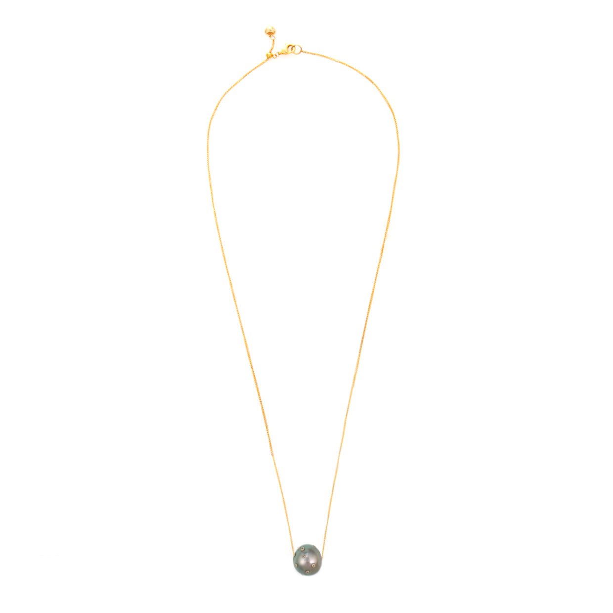 Tahitian Pearl & Diamond Constellation Necklace 18k gold handmade fine jewelry 2
