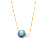 Tahitian Pearl Duo Necklace 18k gold handmade fine jewelry