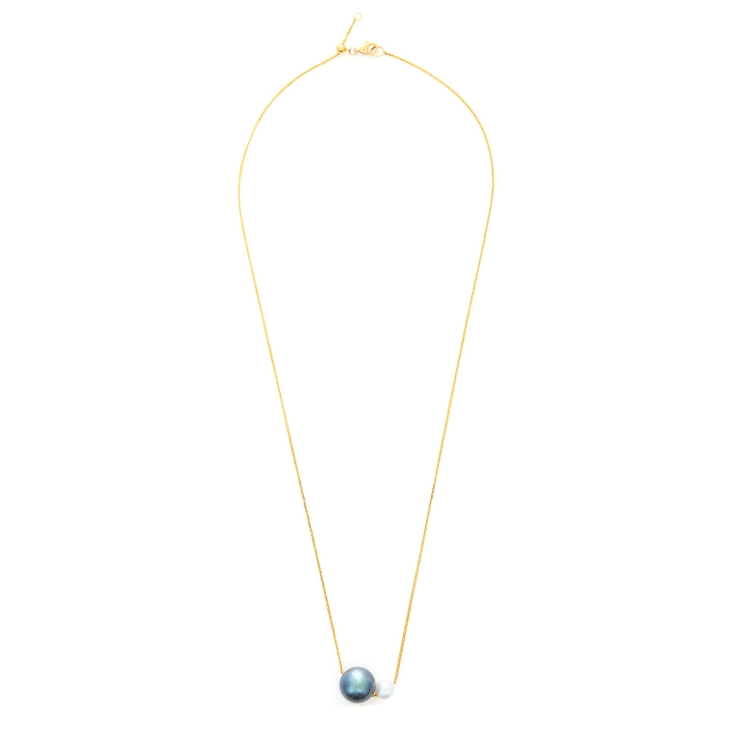 Tahitian Pearl Duo Necklace 18k gold handmade fine jewelry 2