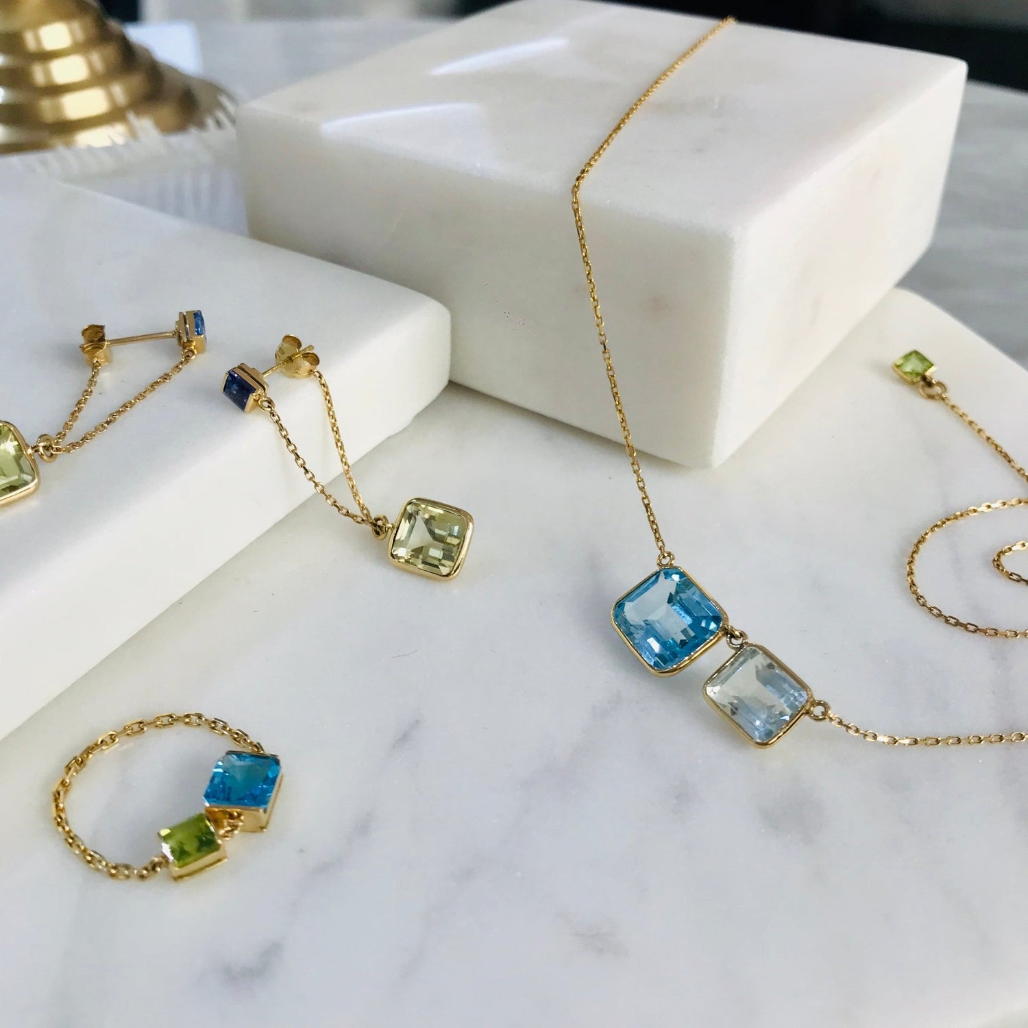 Tanzanite & Lemon Quartz Earrings