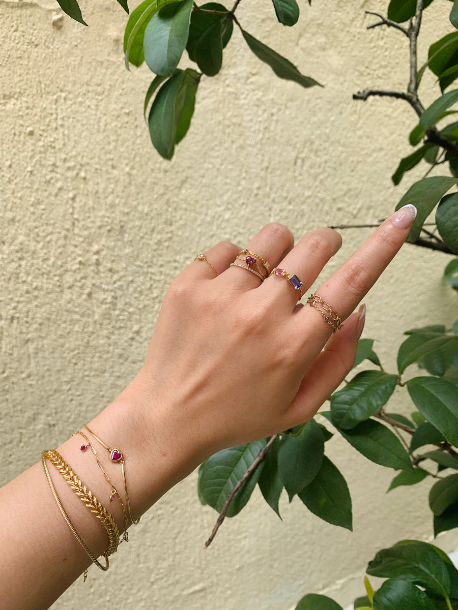 Tanzanite & Pink Sapphire Chain Ring