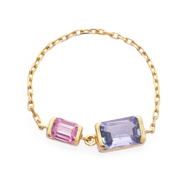 Tanzanite & Pink Sapphire Chain Ring