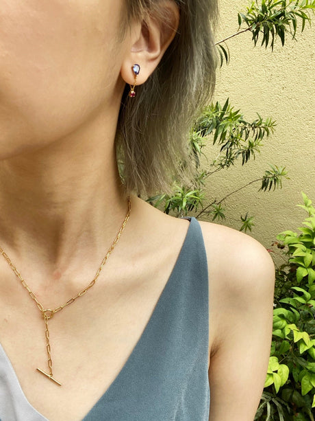 Tanzanite & Ruby Chain Earrings