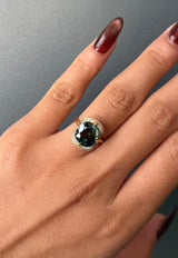 Teal_Green_Sapphire_Aurora_Supreme_Ring_YG18K_engagement_ring_on_model_2