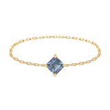 Teal Sapphire Chain Ring 14k gold Stackable ring.