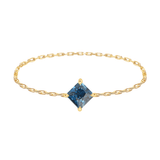Teal Sapphire Chain Ring 14k gold Stackable ring