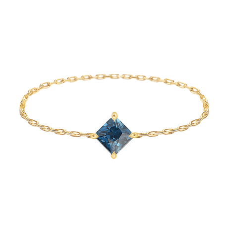 Teal Sapphire Chain Ring 14k gold Stackable ring