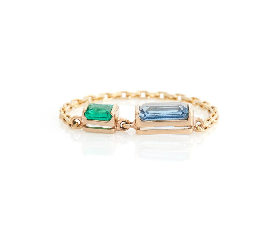Topaz & Emerald Chain Ring