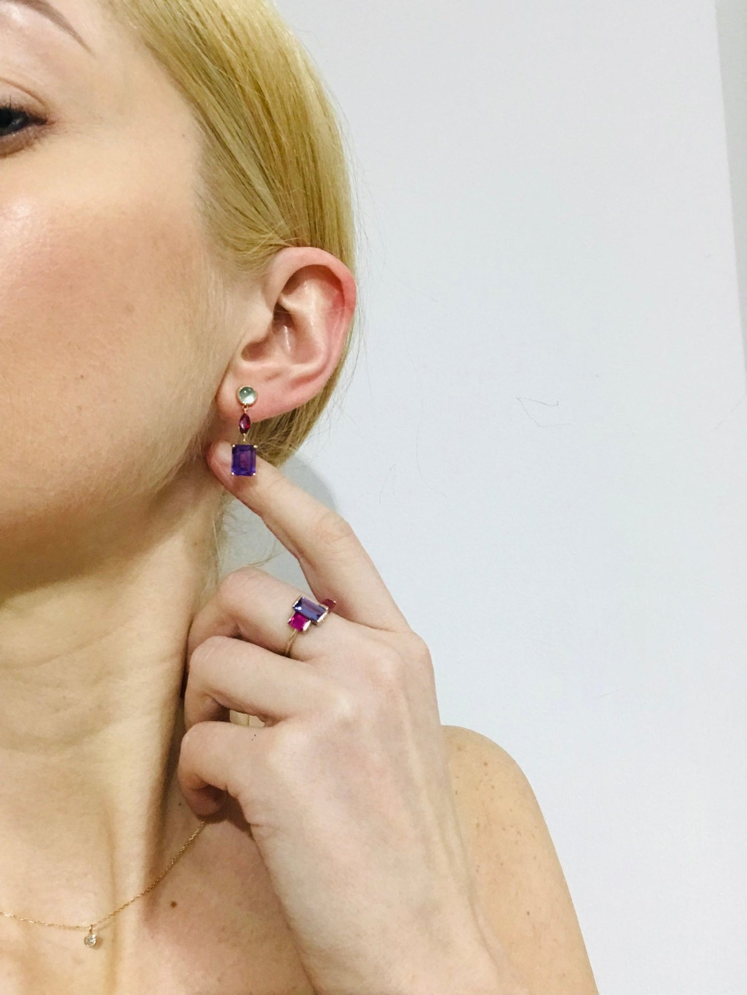 Topaz Ruby Amethyst Beijing Nights Earrings