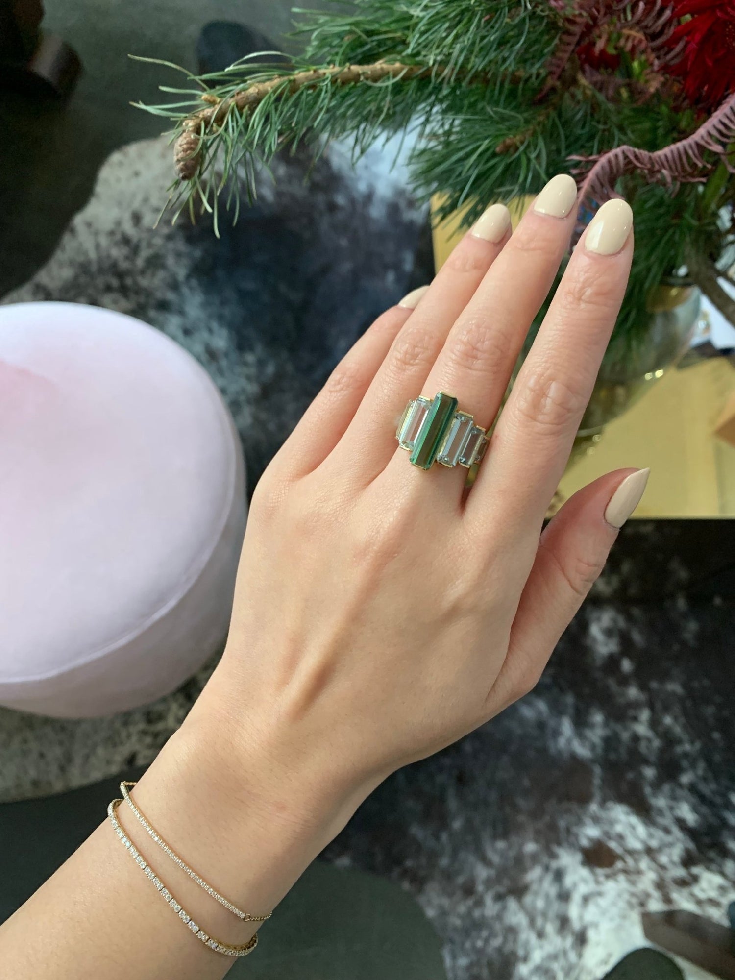 Tourmaline & Aquamarine Rhythm Ring