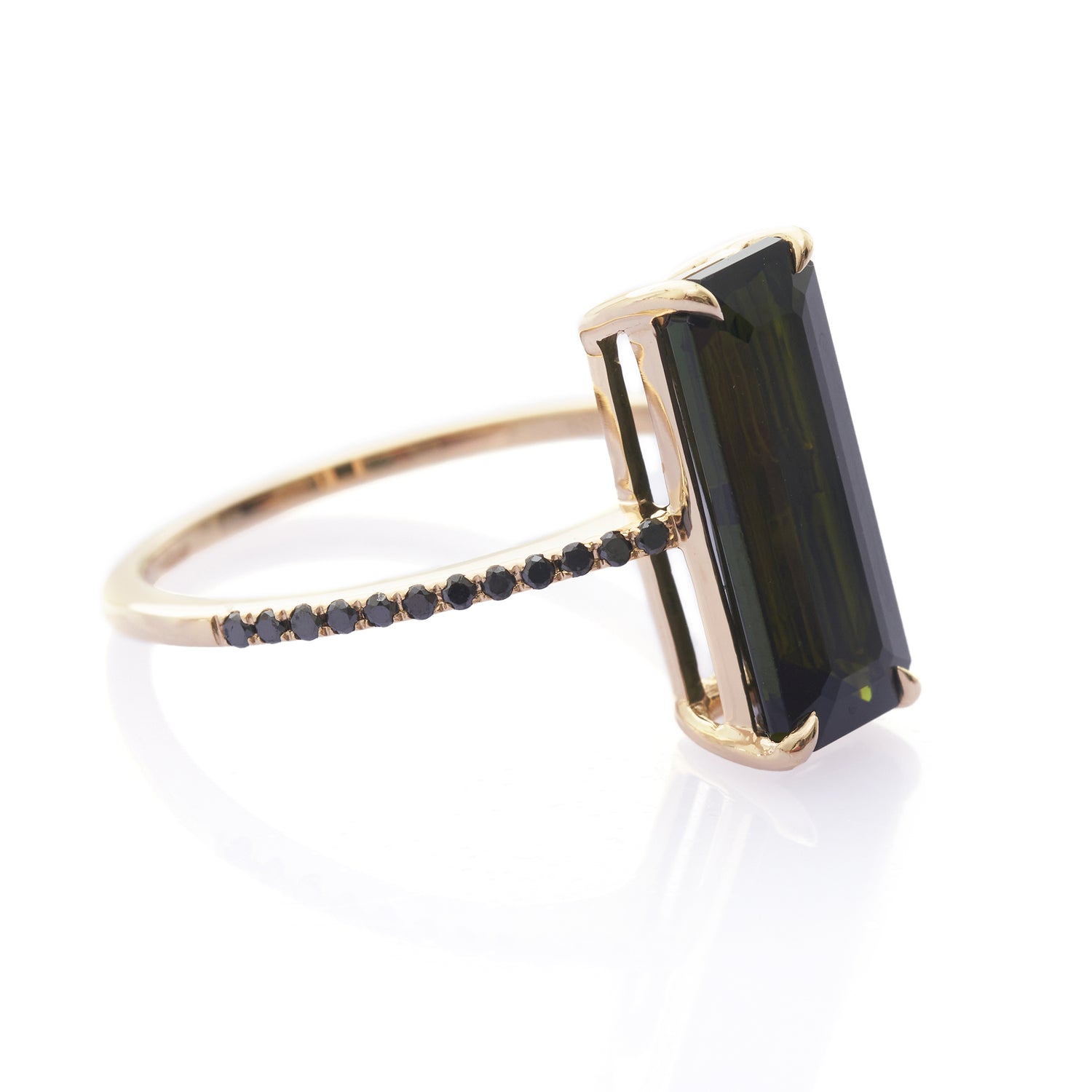 Black Tourmaline Diamond Protection Bar Ring