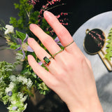 Tourmaline & Black Diamond Bar Ring