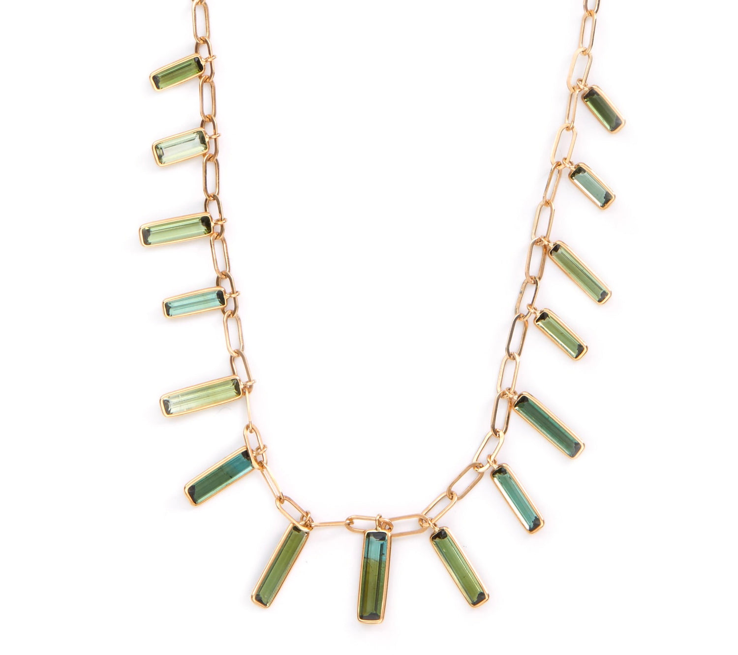 Tourmaline Bamboo Forrest Necklace 18k gold handmade fine jewelry 2