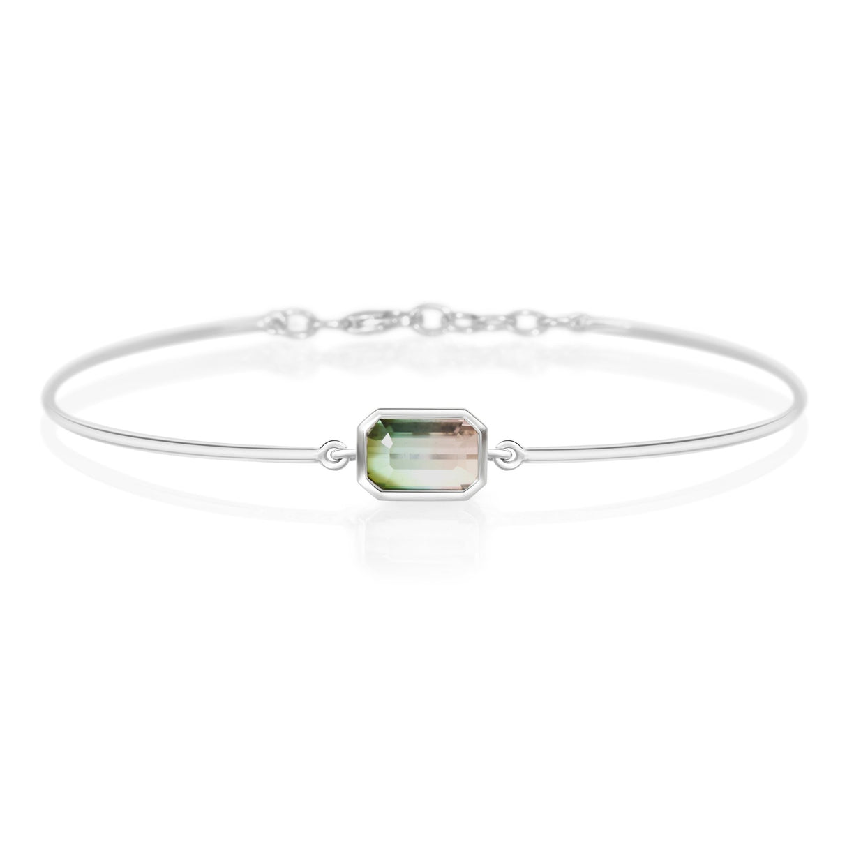 Watermelon Tourmaline Platinum Bangle