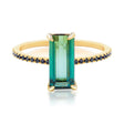 Tourmaline & Black Diamond Bar Ring 18k gold stackable ring
