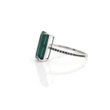 Tourmaline & Black Diamond Bar Ring 18k gold stackable ring WG 18k side view