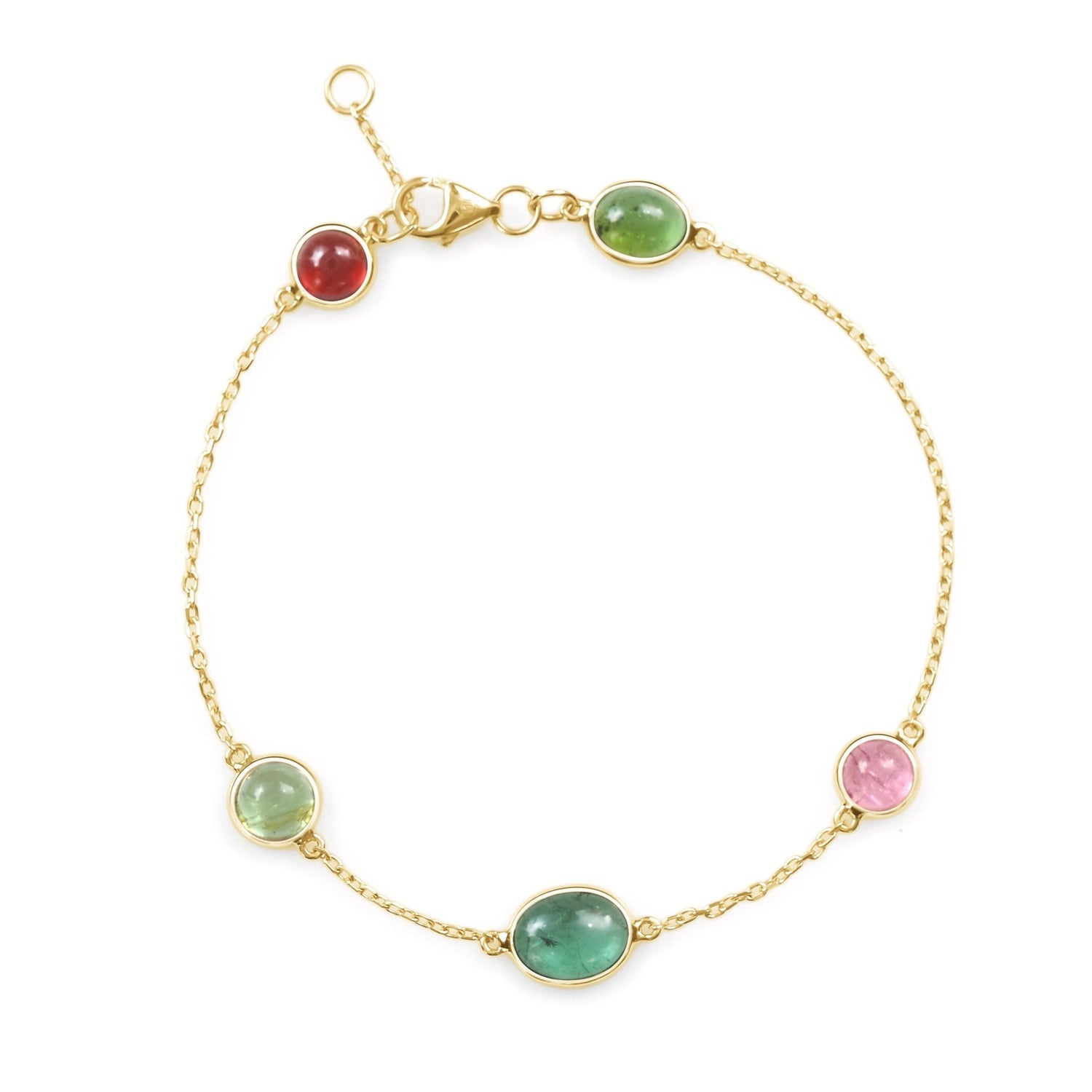 Tourmaline Cabochon Candy Bracelet 18k gold Stackable design 3