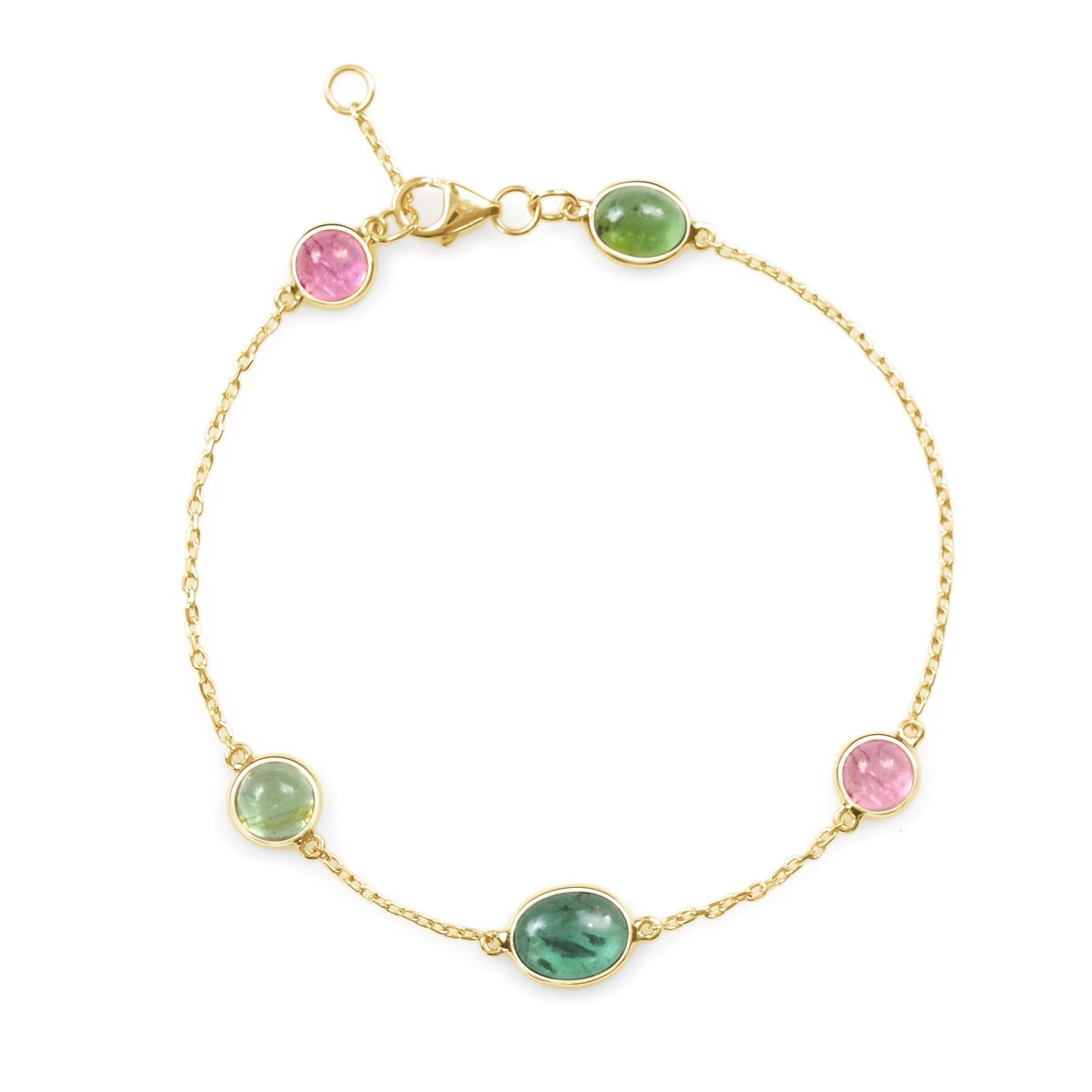 Tourmaline Cabochon Candy Bracelet 18k gold Stackable design 4