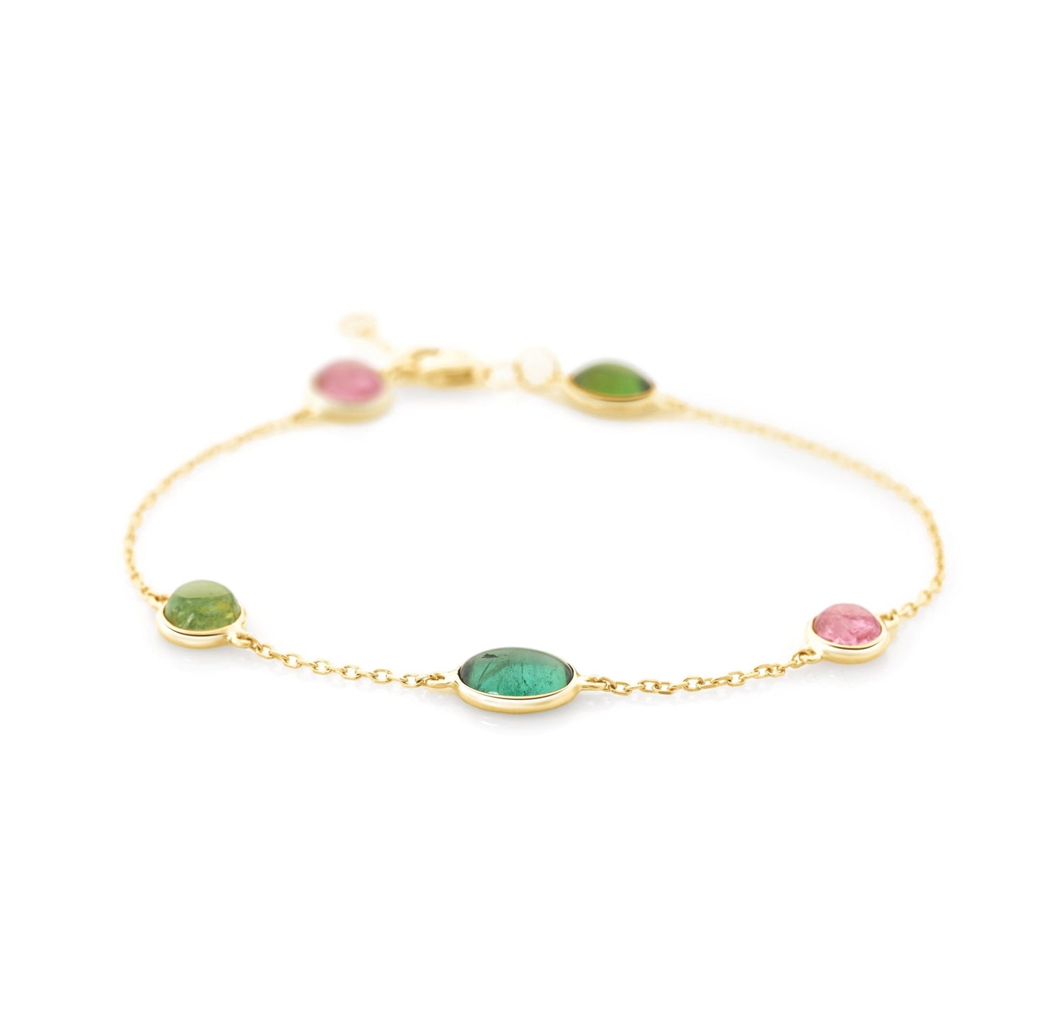 Tourmaline Cabochon Candy Bracelet 18k gold Stackable design 5