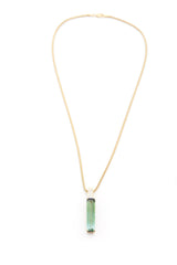 Tourmaline & Diamond Deco Bar Pendant Necklace 18k gold handmade fine jewelry 2