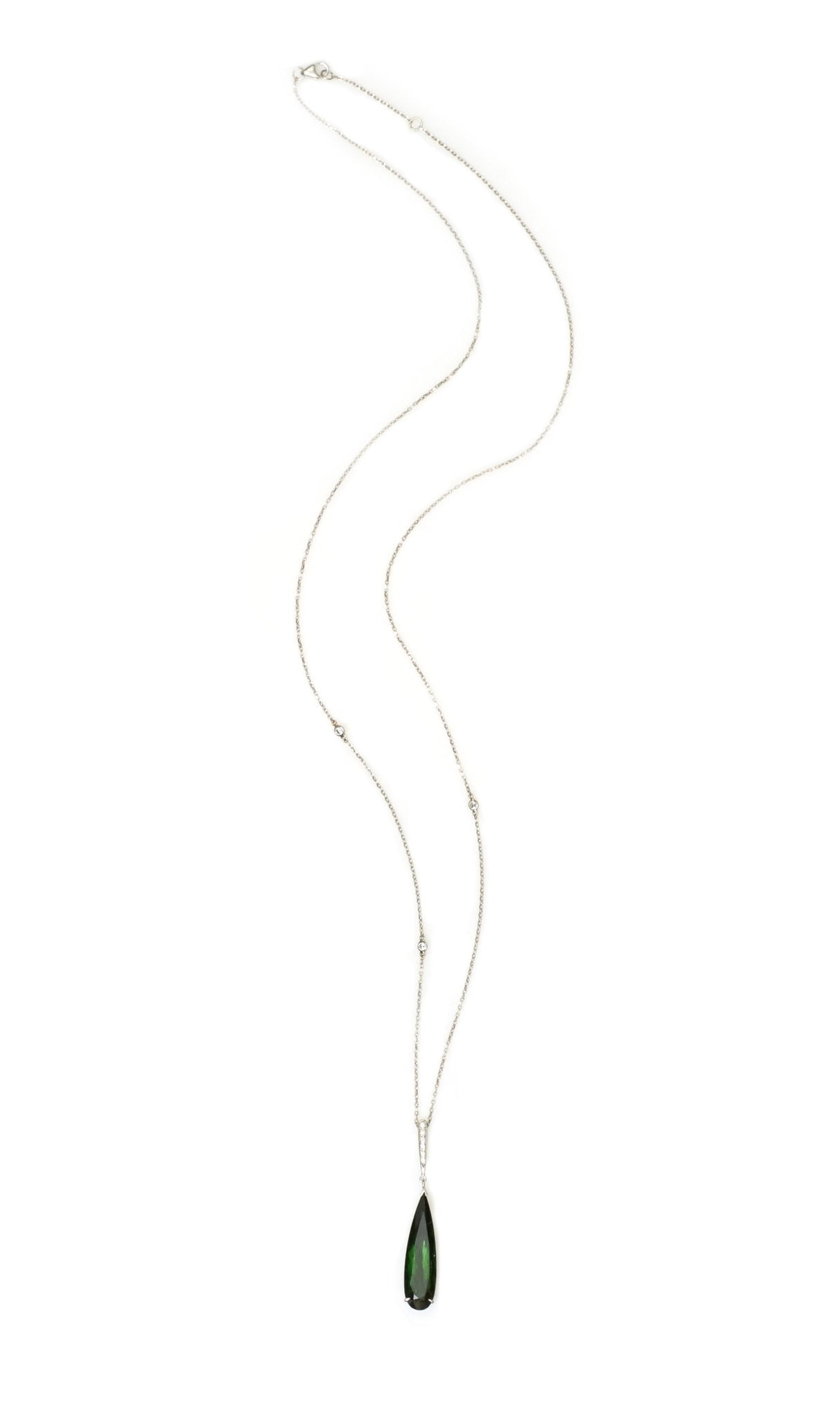 Tourmaline & Diamond Dewdrop Protection Necklace 18k gold handmade fine jewelry 3