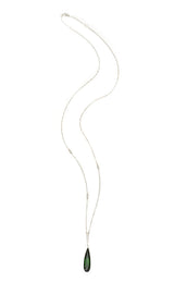 Tourmaline & Diamond Dewdrop Protection Necklace 18k gold handmade fine jewelry 3