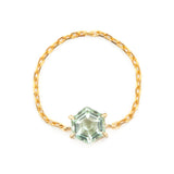Tourmaline Hexagon Chain Ring 18k gold Stackable ring.