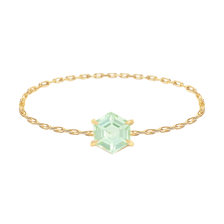 Tourmaline Hexagon Chain Ring 18k gold Stackable ring