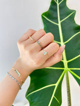 Tourmaline Hexagon Chain Ring 18k gold Stackable ring on model 1