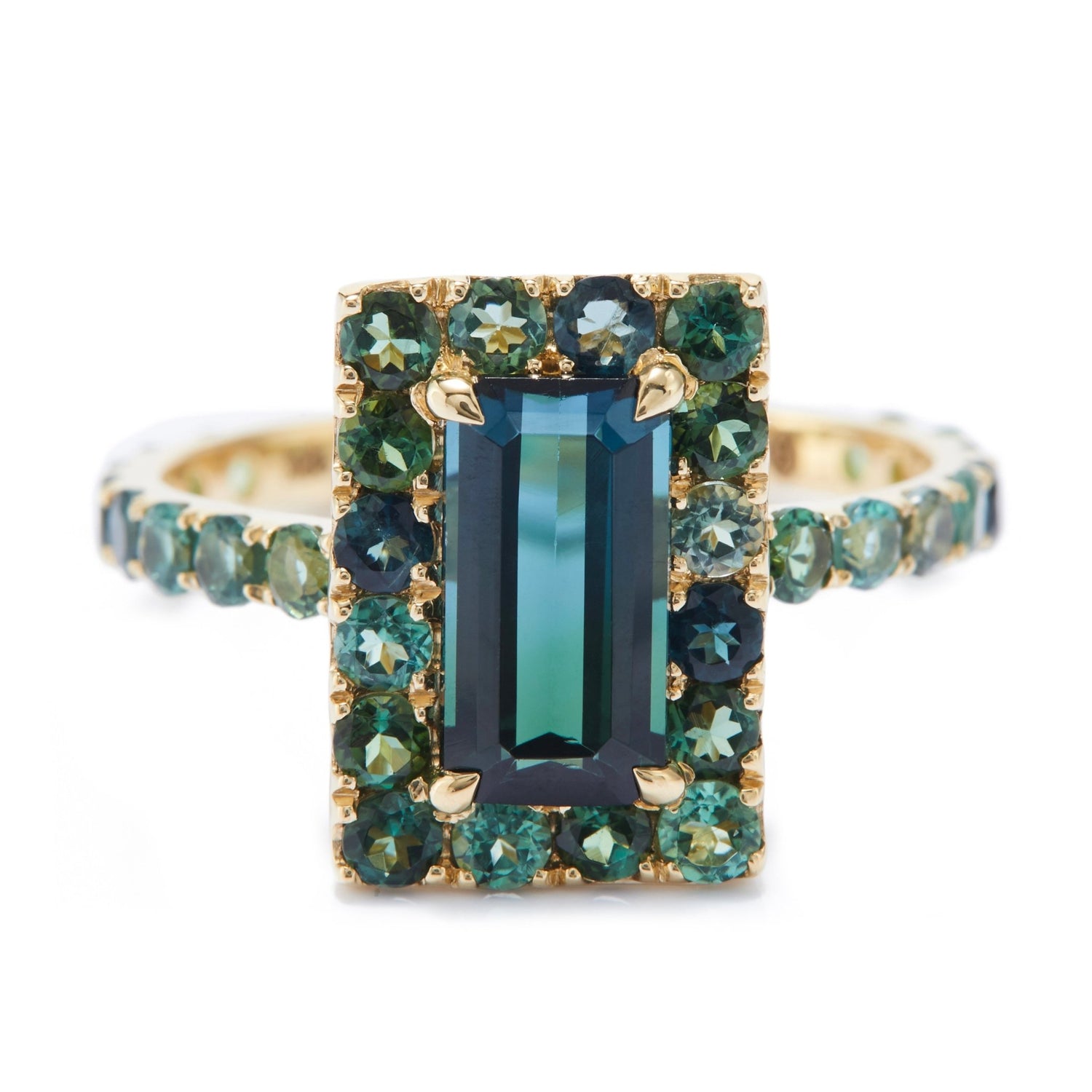 Tourmaline Moss Green Candy Ring 18k gold stackable ring