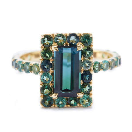 Tourmaline Moss Green Candy Ring 18k gold stackable ring