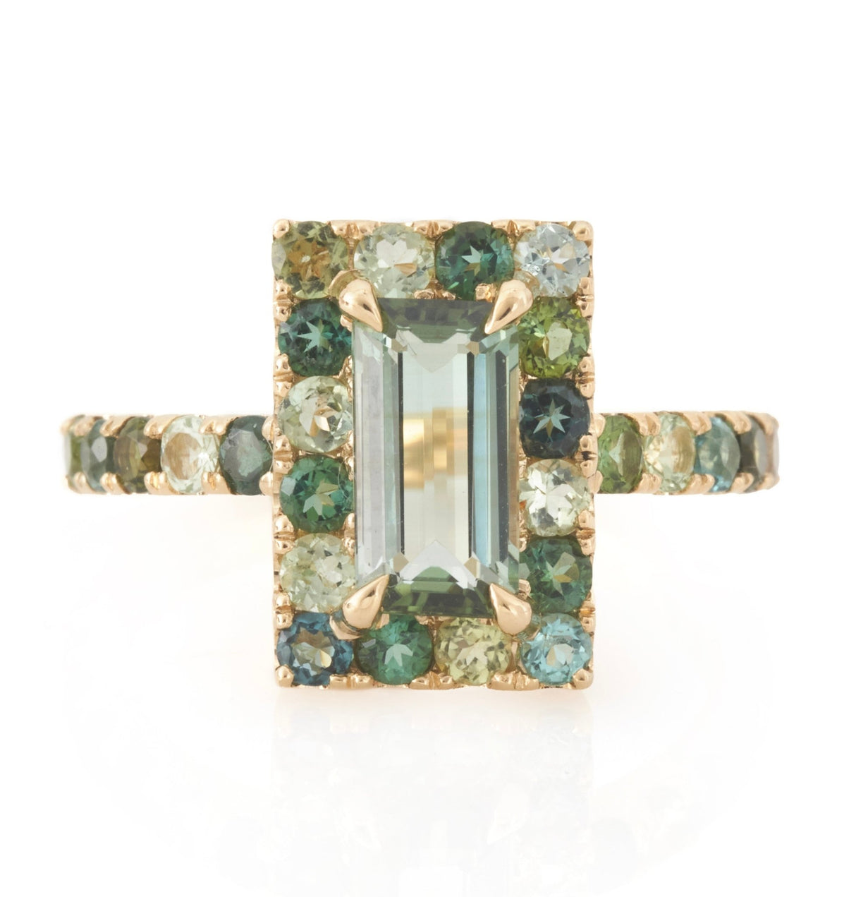 Tourmaline Moss Green Candy Ring 18k gold stackable ring 3