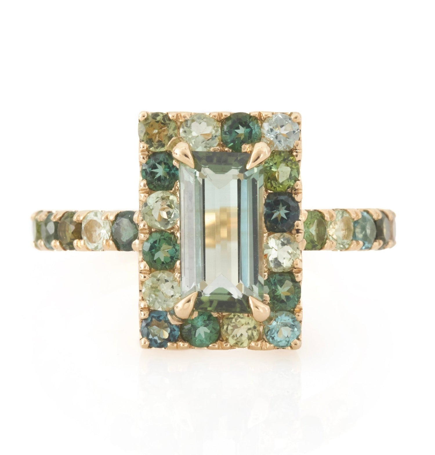 Tourmaline Moss Green Candy Ring 18k gold stackable ring 3
