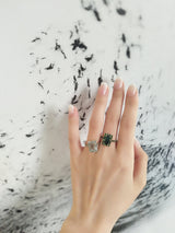 Tourmaline Moss Green Candy Ring 18k gold stackable ring on model 5