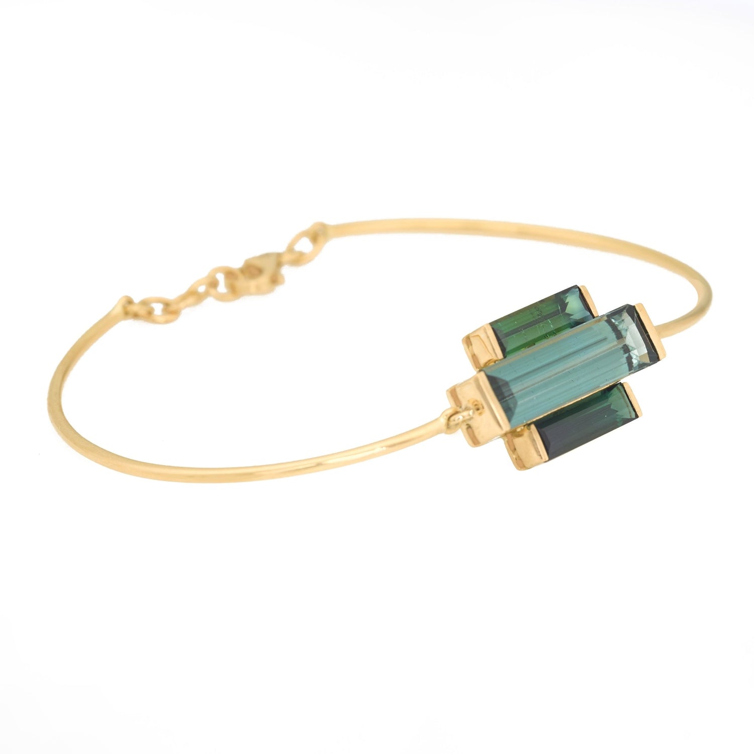 Tourmaline Rhythm Bar Bangle 18k gold Stackable design side view
