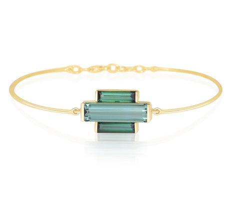 Tourmaline Rhythm Bar Supreme Bangle 18K gold stackable design