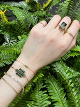 Tourmaline Rhythm Bar Supreme Bangle 18K gold stackable design on model