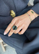 Tourmaline Rhythm Supreme Ring 18k gold engagement ring on model