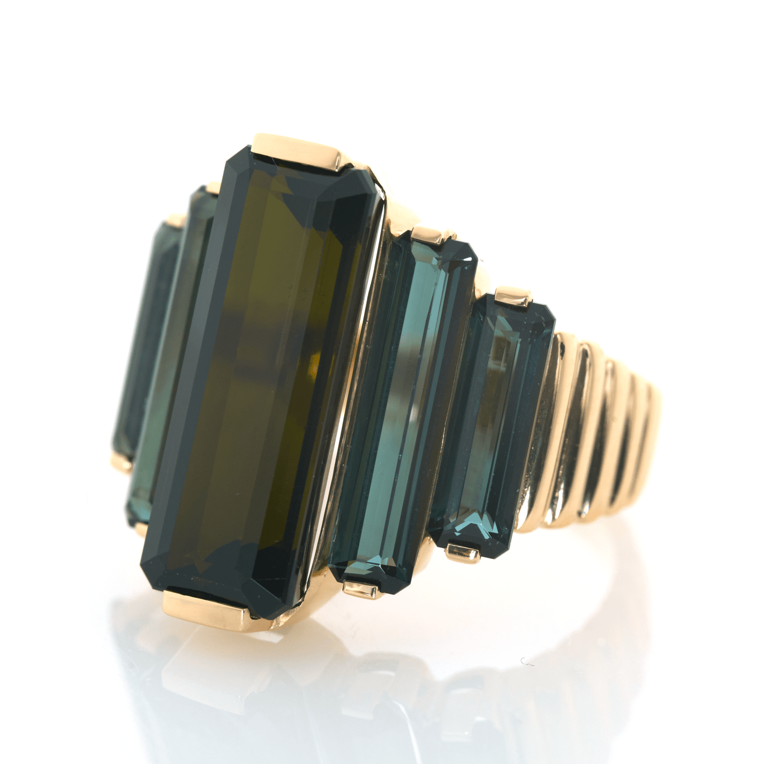 Tourmaline Rhythm Supreme Ring 18k gold engagement ring side view 