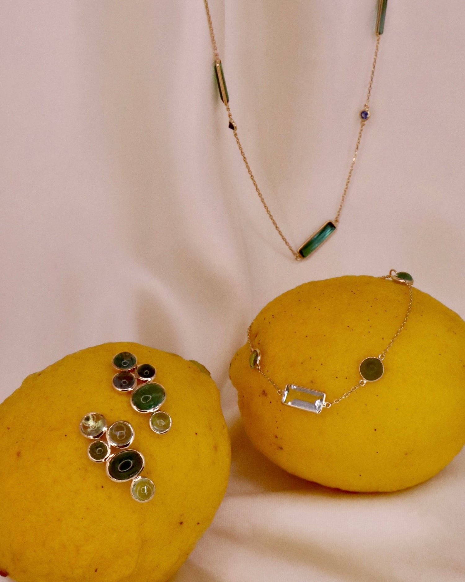Tourmaline,Sapphire,Aquamarine & Diamond Candy Necklace 18K gold handmade fine jewelry 1