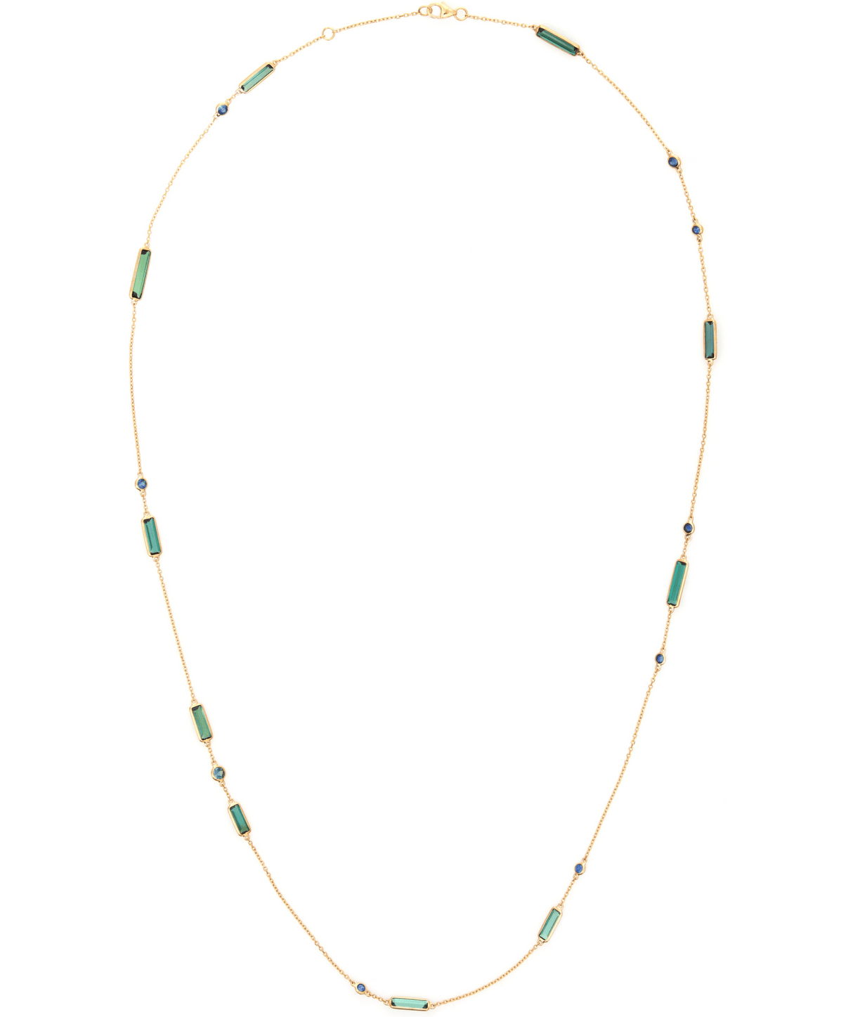 Tourmaline & Sapphire Candy Necklace 18k gold handmade fine jewelry