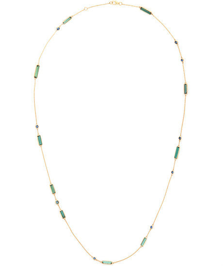 Tourmaline & Sapphire Candy Necklace 18k gold handmade fine jewelry