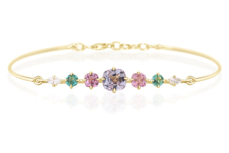 Tourmaline,Spinel & Diamond Compass Bangle 18k gold Stackable design 2